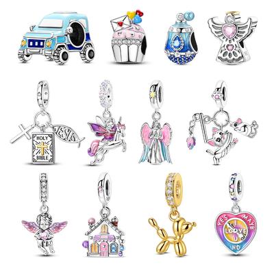 Copper Car Perfume Bottle Angel Balloon Dog Charms Fit Originalbracelet Charm Bead Necklace Diy Female Jewelry