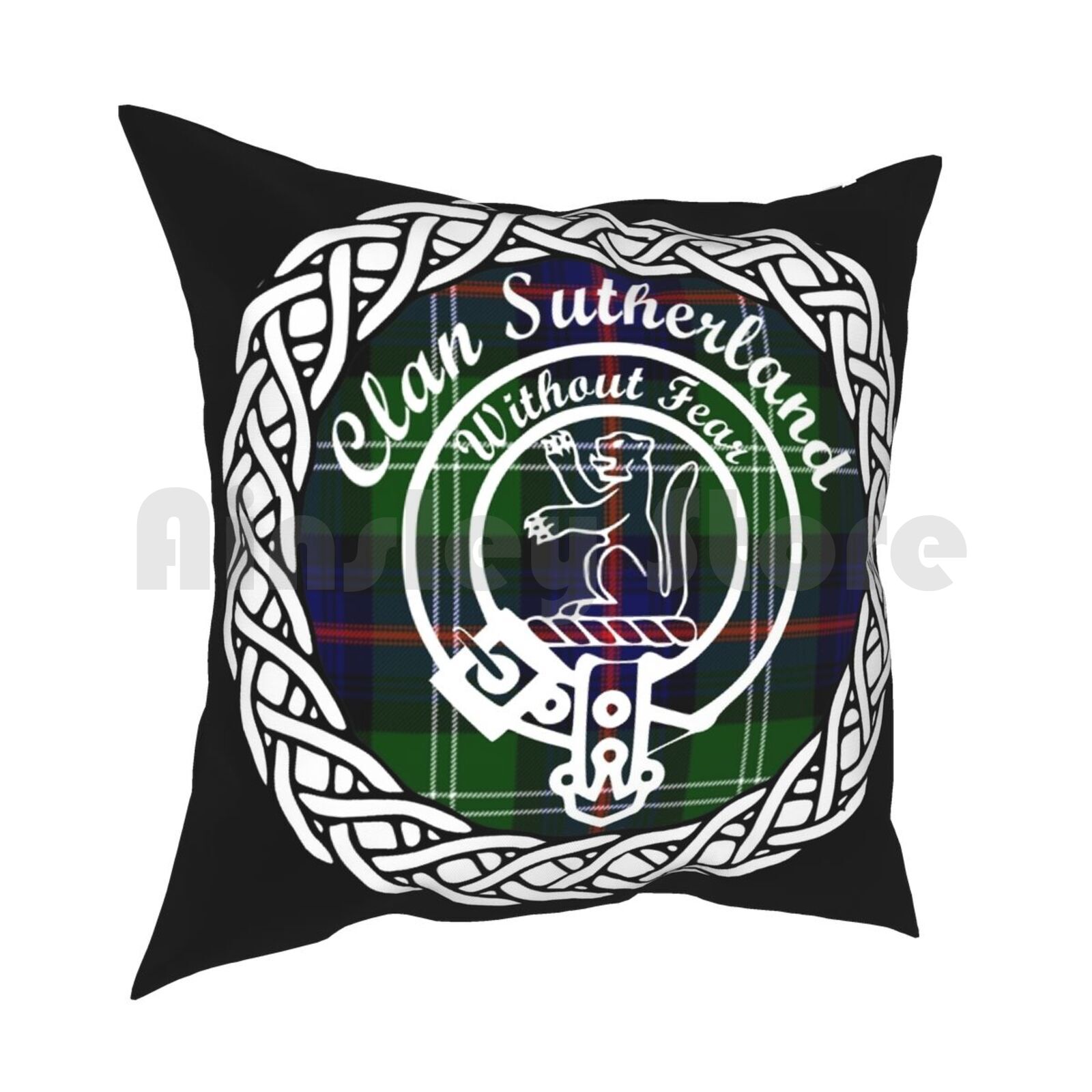 Клан Сазерленд Фамилия Фамилия Шотландский узор Герб Значок Наволочка Печатная Домашняя Мягкая Наволочка для Подушки Своими Руками Геральдика Сазерленда 30cmx30cm