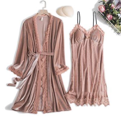 Veludo rendas roupão de noite femme twinset nupcial casamento robe conjunto com decote em v sleepwear casual sexy casa roupão loungewear