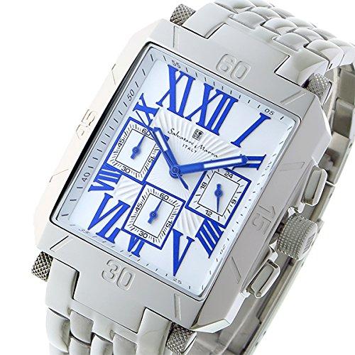Salvatore Marra Men's Quartz Chronograph Watch with White Metal Strap and Watch Cloth (WHBL) [Parallel Import]