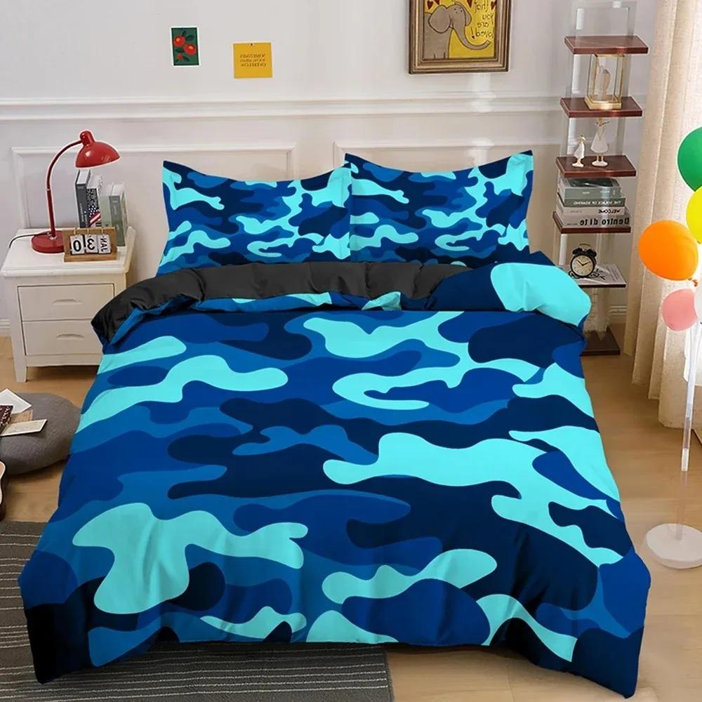 3D Print Camouflage Bedding Set Colorful Camo Duvet Cover Set with Pillowcases Quilt Cover for Boys Girls Adults