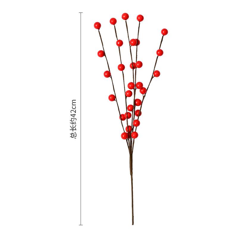 Simulated Christmas 5 Berry Branches 30 Fruit Pastoral Home Decoration Berry Branches Christmas Decorative Red Fruit
