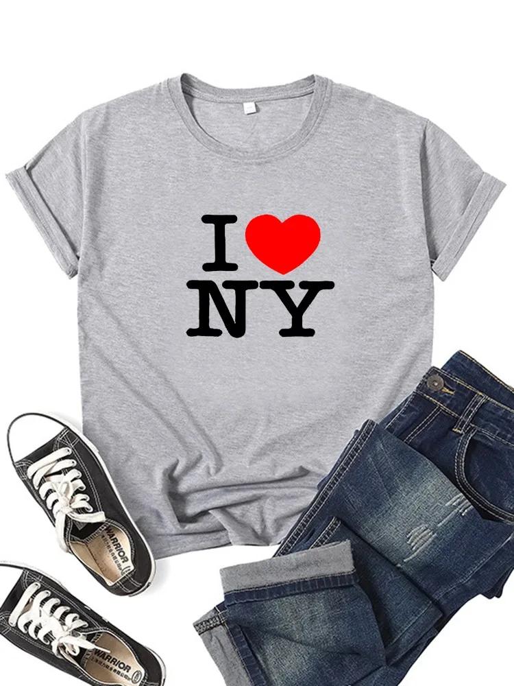 T-shirt grafica da donna I Love NY New York Ragazza Y2K Harajuku Nero Rosa Rosso Nuova Maglietta Top Abbigliamento Divertente Femminile Regalo