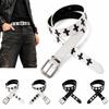 Black White Punk Women Men Belt PU Leather Y2K Retro Pin Buckle Belt Hip Hop Cross Pattern Streetwear Waist Belt For Jeans