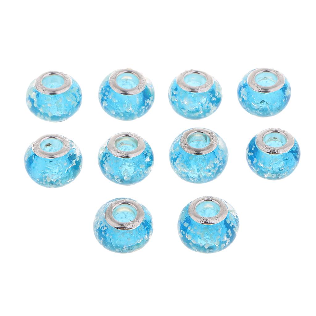 10 Pieces  Foil 12mm Lampwork Glass Round Beads for Jewelry Making Craft Blue
