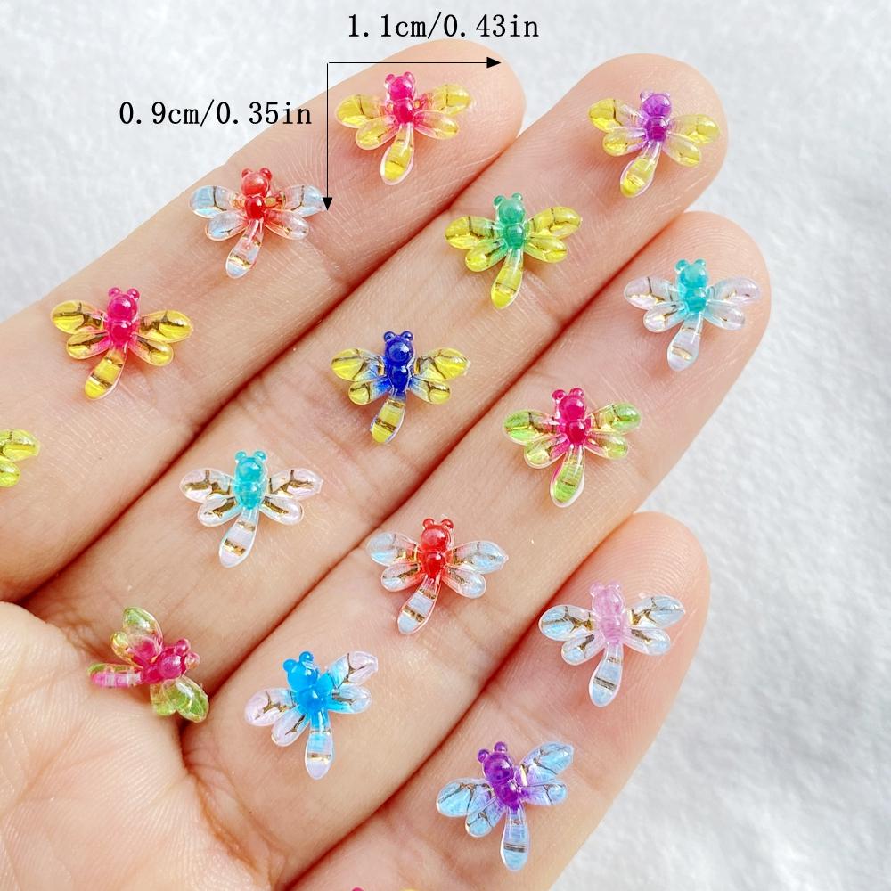 50Pcs Cute Mini Cartoon Colorful Butterflies Flat Back Rhinestone Bead Scrapbook DIY Manicures Appliques Accessories Crafts