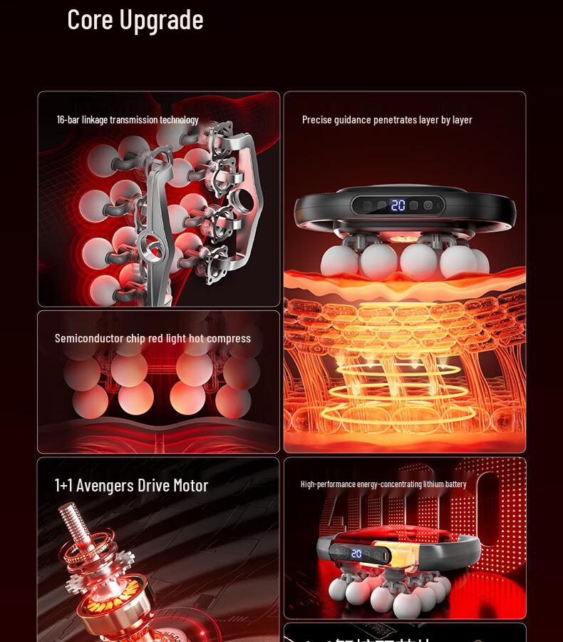 Cross 16-Head Professional Muscle Relaxation Massager for Thighs, Calves, Back & Waist
