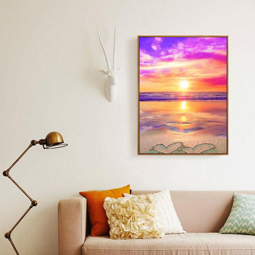 5D Diy Diamond Painting Mosaic Sunset Seaside Home Decor Full Square Round Embroidery Beach Landscape Wall Art