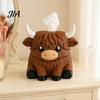 Bathroom Vanity Napkin Storage Simulated Highland Yak Tissue Box, Cute Decorative Paper Dispenser, Waterproof Durable Petg Material Case Matte