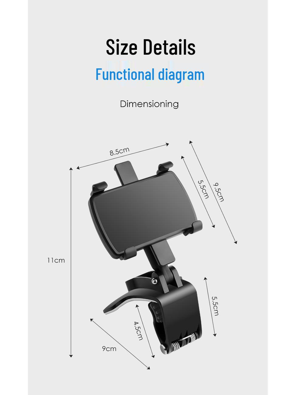 Multi-Functional Rotating Car Phone Holder for Dashboard & Rearview Mirror