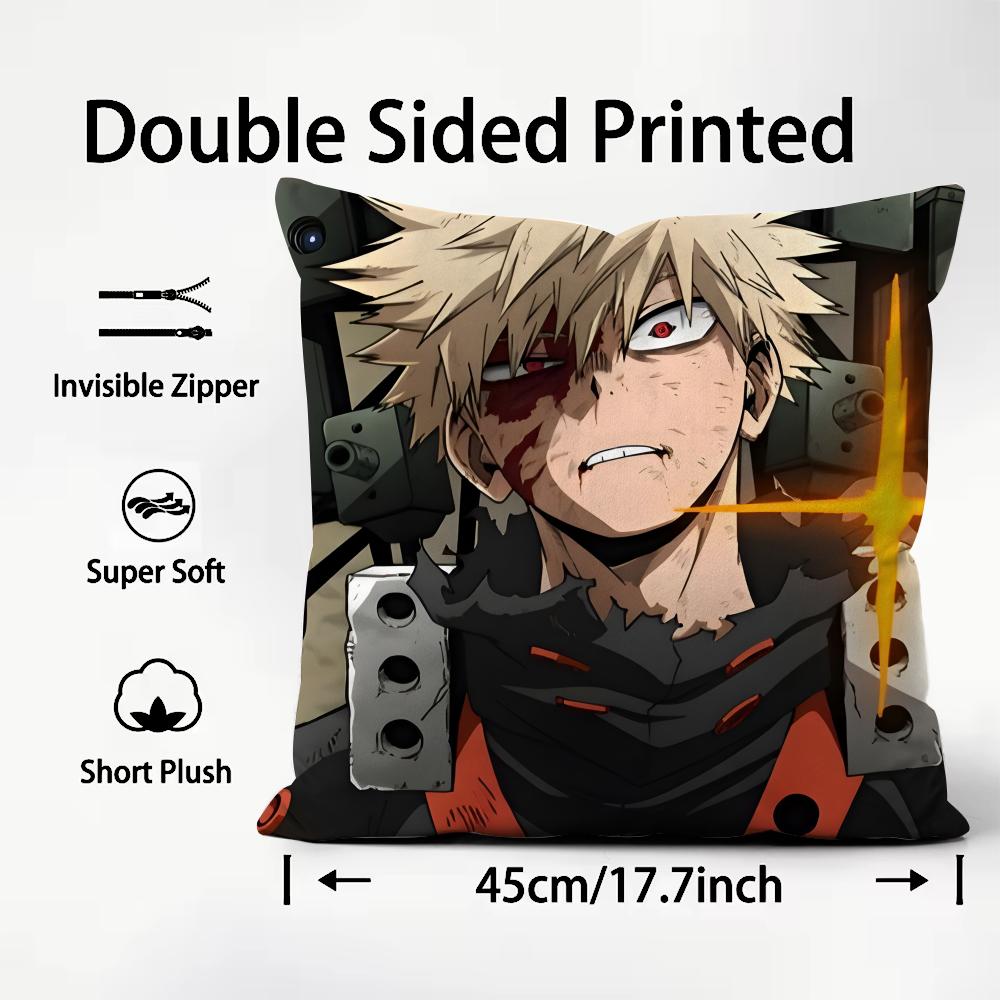 Fashion M-Mmy Hero Academia Cushion Cover Soft Washable Pillow Case Multi-Scene For Couch Bed Travel Office Use