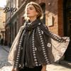 Lightweight Gauze Scarf Solid Color Embroidered Shawl for Women, Soft with Floral Oriental Style Vine Texture, 180x90cm Breathable Wrap Spring Summer