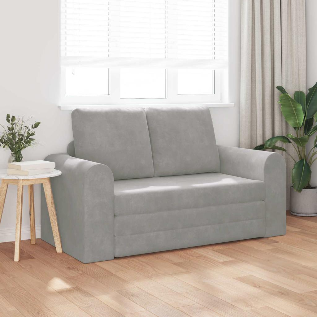 Grey Sleeper Sofa 148 X 71 X 83 Cm Velvet