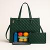 High-Quality Insulated Black Diamond Lattice Lunch Bag, Handbag, and Crossbody Tote