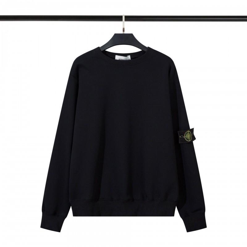 Stone Island Compass Patch Basic Hoodless Sweatshirt Loose Fit Men Women Casual Daily Wear