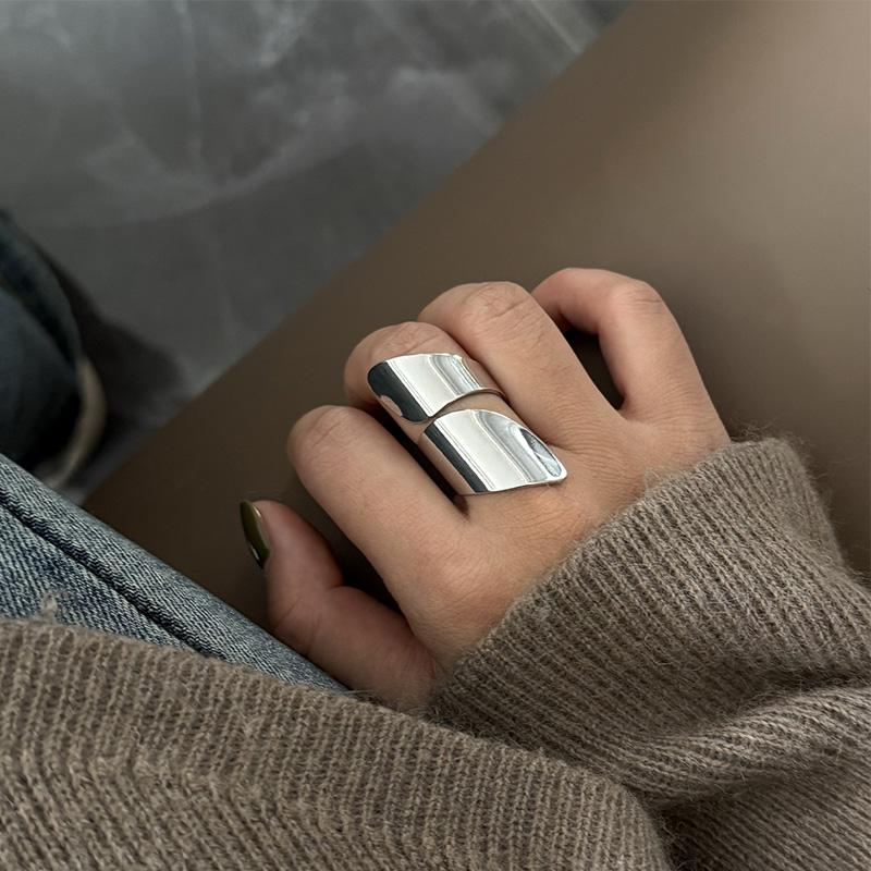 Foxanry Kupferfarbene doppelreihige Ringe für Damen Paare Kreativ Einfach Übertrieben Persönlichkeit Mode Party Schmuck Geschenke resizable brown