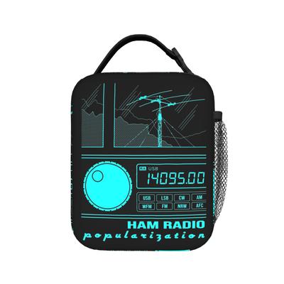 HAM Radio Amateur Operator Cyan Lines Insulated Lunch Bag Large Reusable Cooler Bag Tote Lunch Box Beach Outdoor Girl Boy
