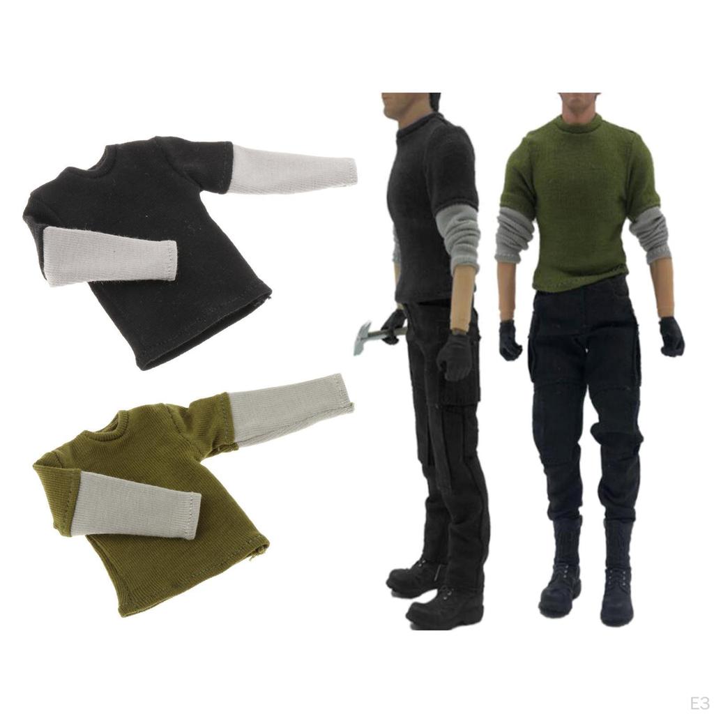 1/12 Male Long Sleeve T Shirt Costume, Miniature Handmade Doll Clothes for 6 Inch Soldiers