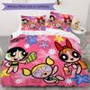 Powerpuff Girls Cartoon Prints beddengoed, dekbedovertrek en kussenslopen, verjaardagscadeau (1 dekbedovertrek + 2 kussenslopen, kussenvulling niet inbegrepen)JM007