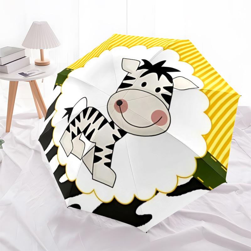 1pc Zebra Print Automatic Umbrella Portable Home Essential Umbrella, Iron Umbrella Structure Suitable for All Seasons yy251123114
