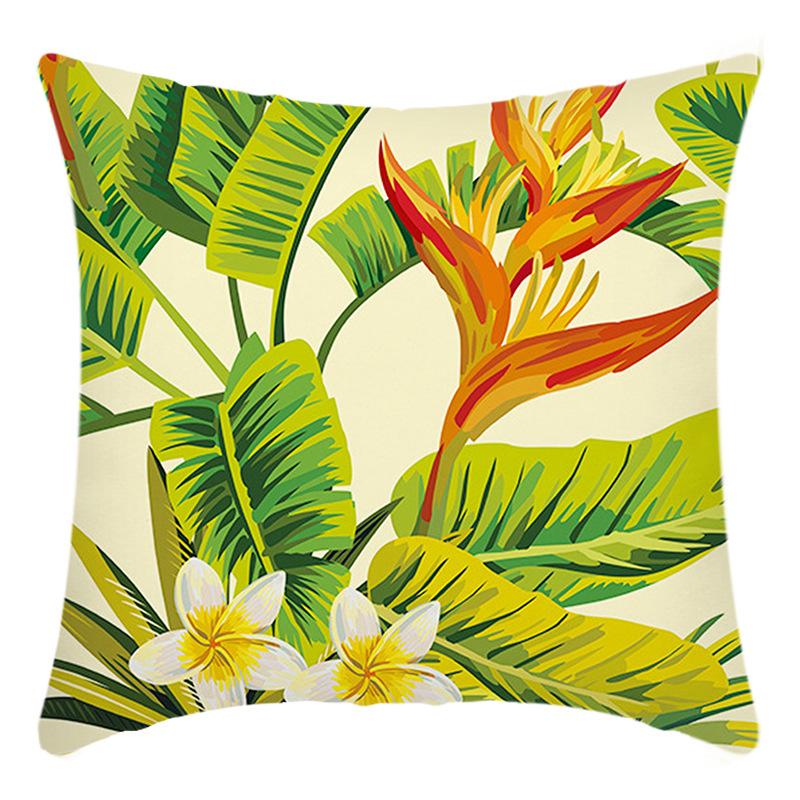 New Green Plant Tropical Plant Flower Print Cushion Home Sofa Cushion Cover