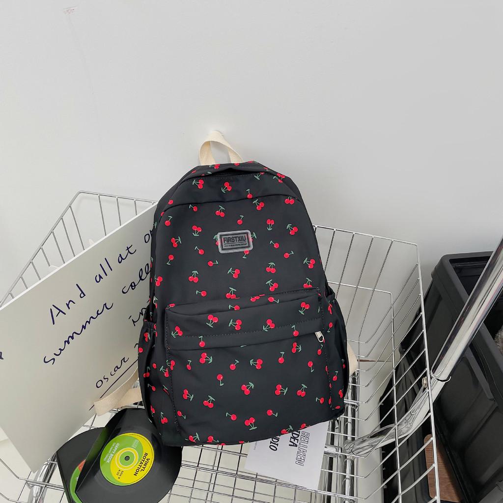 Pattern Cherry Sweet And Letter Decor Student Backpack For School And Use Daily