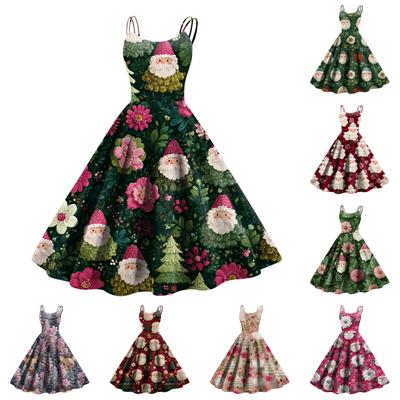 Modisches, weihnachtlich bedrucktes, sexy, trägerloses Gothic-Cocktailkleid für Damen, Punk-Vintage-Kleid.