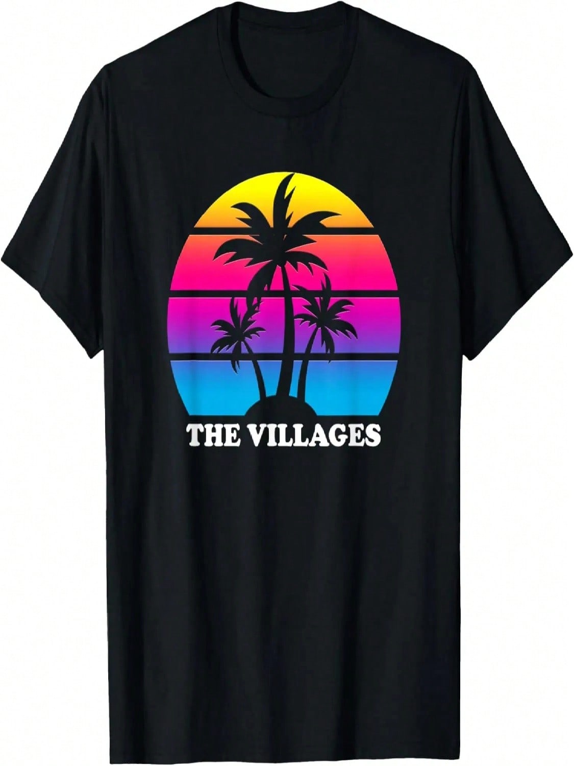 The Villages Florida Retro Palm Tree Sunset Vacation Beach T-Shirt S разноцветный