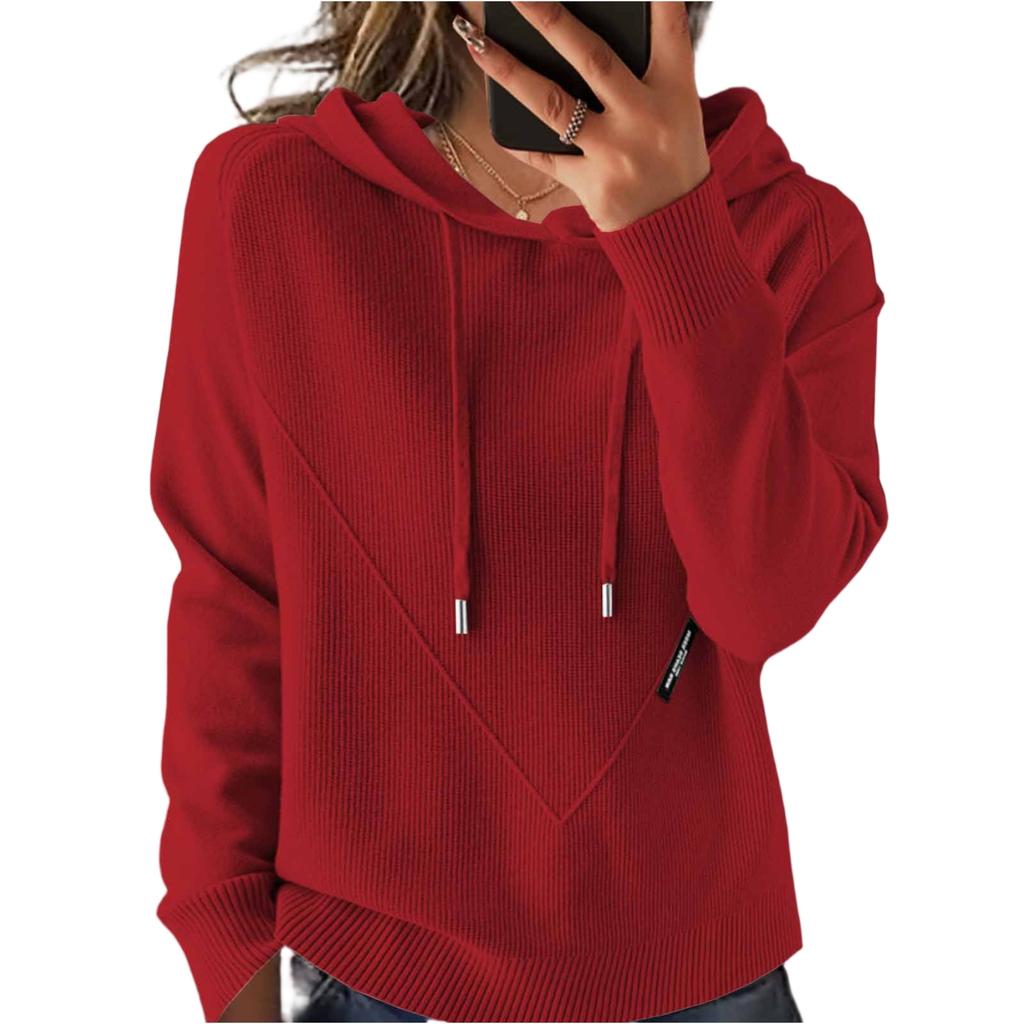 Fashionable Women's Knitted Sweater Lazy Style Loose Slim Hoodie Sweater