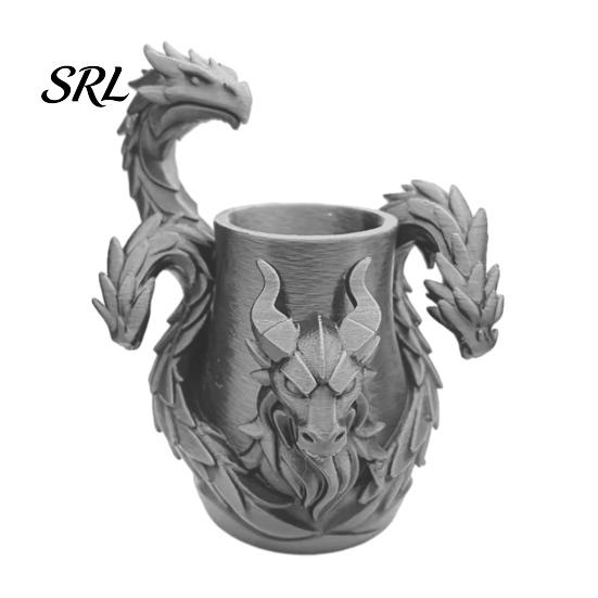 Multi-functional Pen Cup Three-Headed Dragon Holder, 3D Printed Fantasy Desk Organizer, Organizer Realistic Scale Details Ornament for Pens