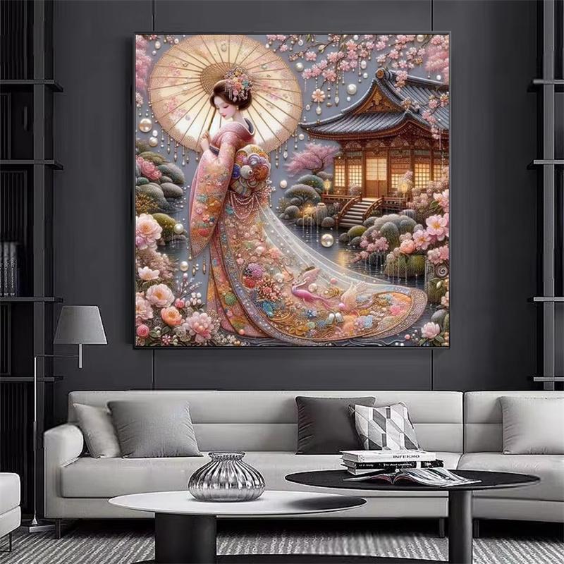 Diamond Art Painting Kits Cross Stitch Japanese Woman 5D DIY Diamond Embroidery Portrait Rhinestones Full Mosaic Decor For Home