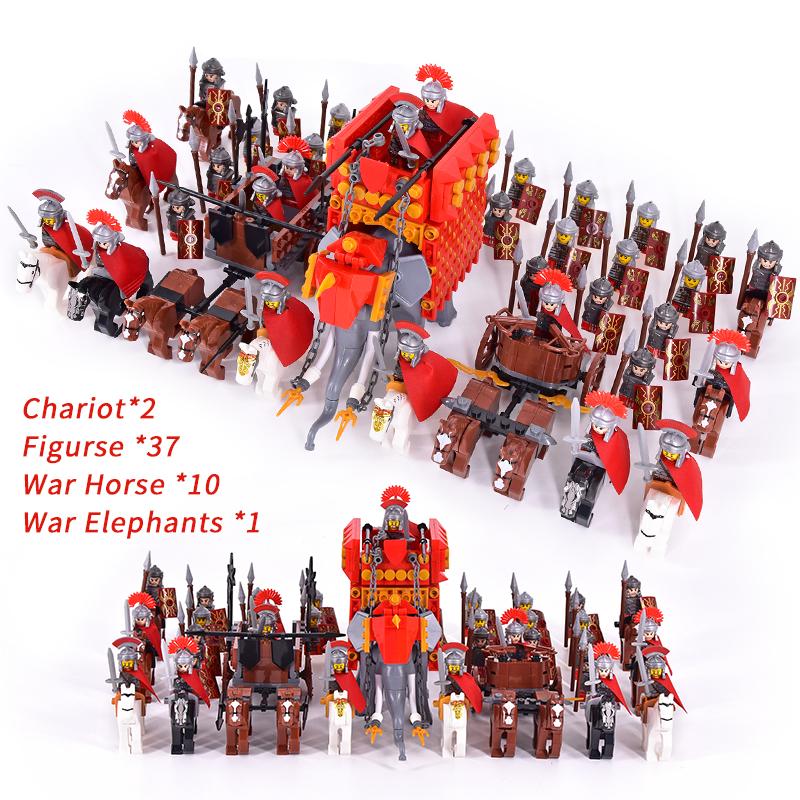 Medieval Age Castle Knights Spartan Warriors Crusader Roman Legion Infantry War Horse Chariot Building Bricks Blocks Figures Toy