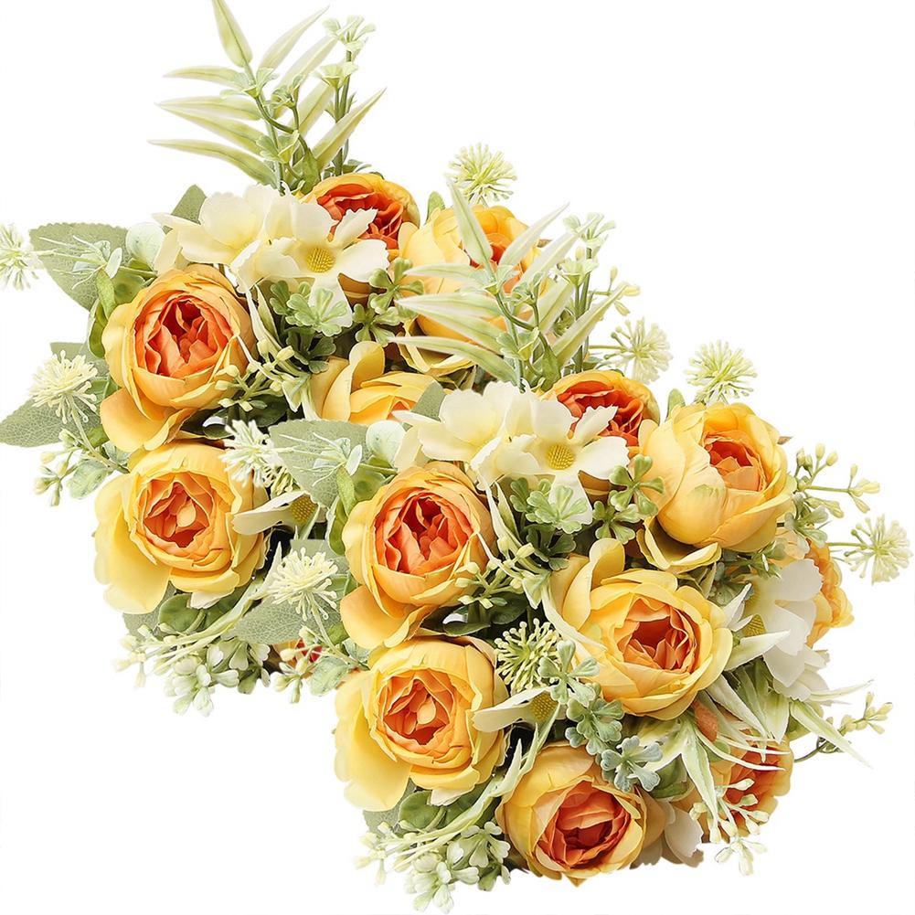 2 Stück künstliche Rosenblumenstrauß falsche Blumen Hochzeitsdekoration für Haus Zimmer Dekoration Blumenarrangement Hochzeitsbraut Dekor