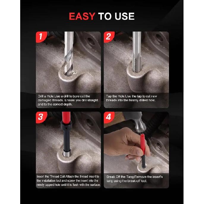 Helicoil Thread Repair Kit 320-Piece, Metric & SAE HSS Drill Bit & Tap Set for Automotive Rethreading