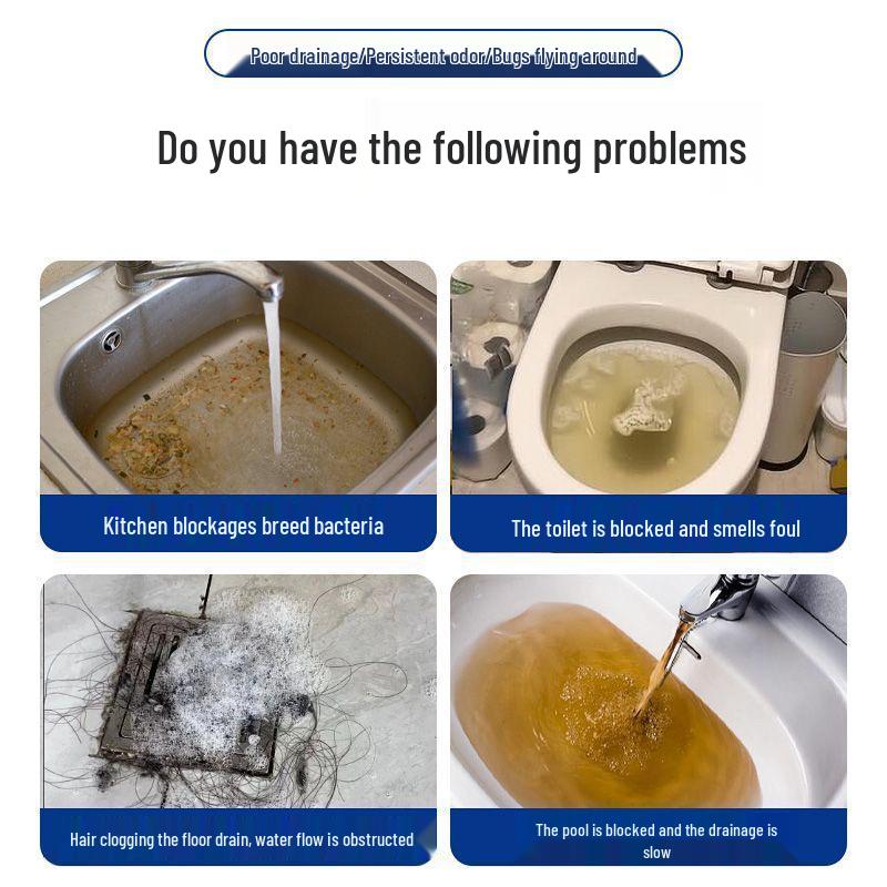 Powerful Quick-Acting Pipe Dredging Gel for Kitchen & Toilet Clogs with Grease Dissolving & Deodorizing Action