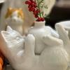 Cat Shaped Ceramic Vase Crackle Glaze Aromatherapy Bottle for Home Decor Handmade Pottery Hydroponic Vase Artistic Table Gifts