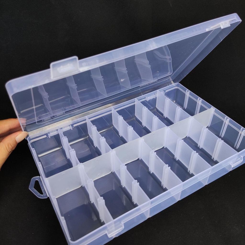 12-Grid Clear Plastic Storage Box with Dividers for Jewelry, Beads, Wiper Arms, Electronics, or Hardware
