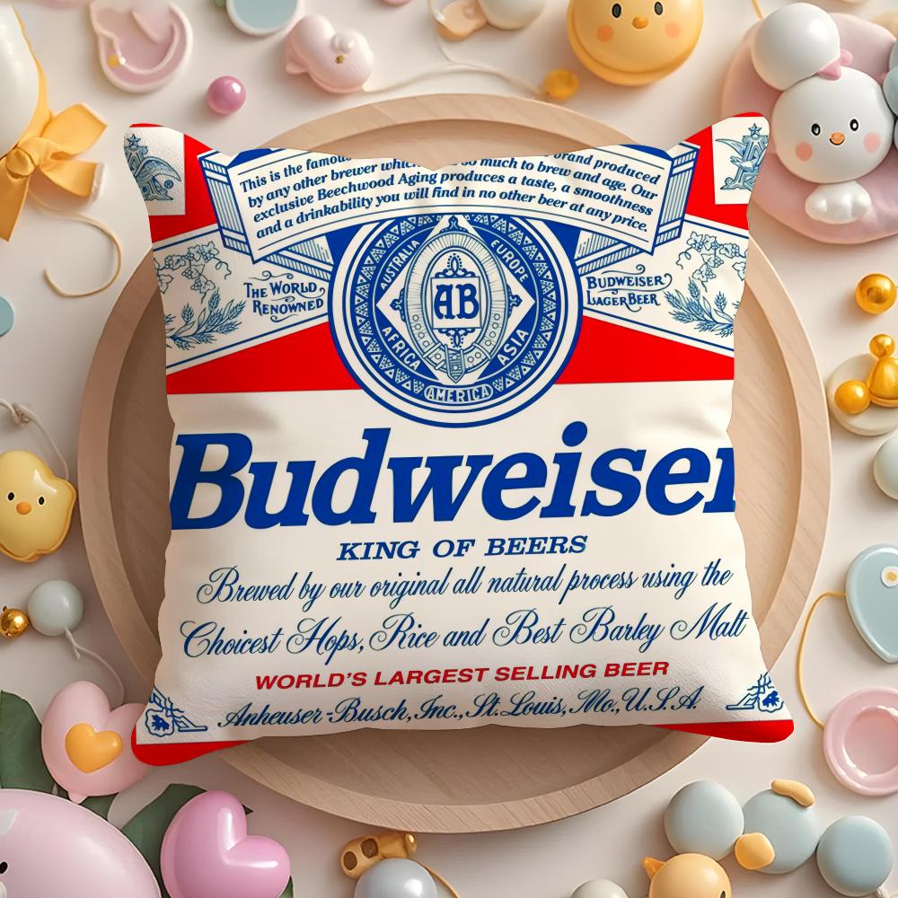 HOT B-BudweiserS Cushion Cover Home & Car Multi-Scene Pillow Cover - Reversible, Soft & Durable for Daily Use