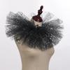 Elegant Victorian Metallic Foil Ruffled Tulle Faux Collar Shawl Detachable Layered Mesh Neck Ruff Clown Cosplay Choker