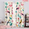 2D Flat Printing 2pcs Curtain Drapes Colorful Flamingos and Flowers Digital Printed Polyester Drapes Party Decorations Perfect