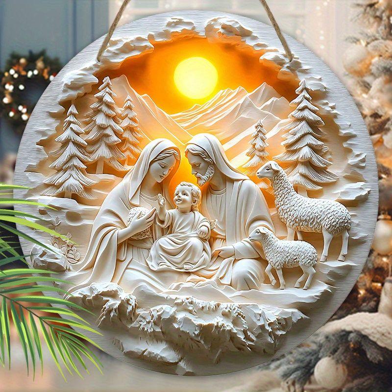 Holy night Nativity scene pendant, decoration of home walls or doors, 2d flat wooden, Christmas decoration, gifts for friends and family