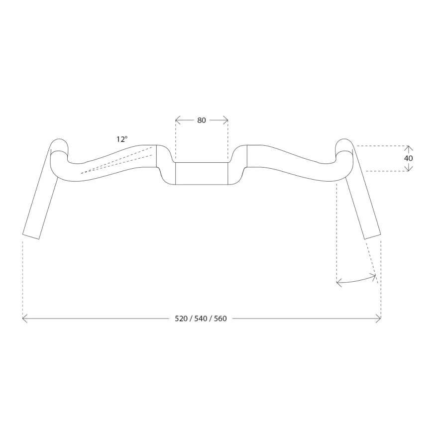 DEDA GERA Carbon Bar DCR POB (31.7cm) (Outer Bracket) Compatible, 44(52)cm