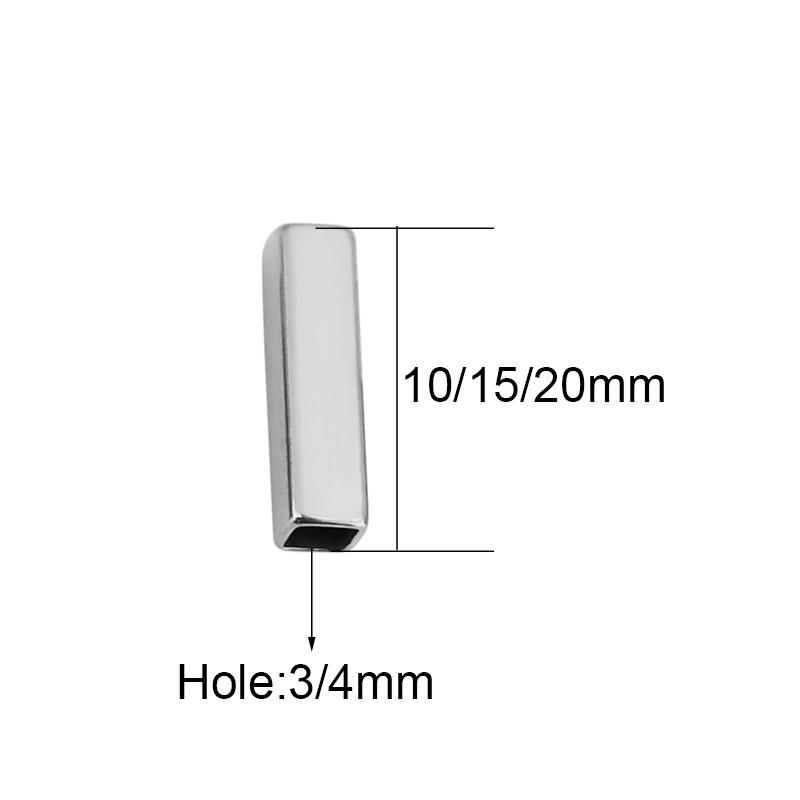 10pcs Large Hole Stainless Steel Square Spacer Beads 10 15 20 Mm Never Fade Necklace Tube Beads For Diy Bracelet Jewelry Making