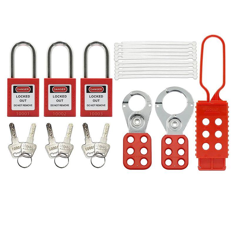 BHBL Lockout Tagout Kit -Lockout Tagout Tag, Nylon Tie, Nylon Storage Bag, RedSafety Padlock, Lockout Tagout Locks (Red Kit)