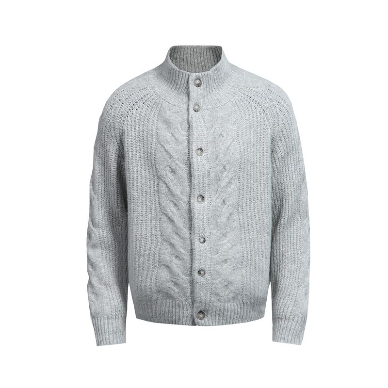 

Акардический осенне-зимний свитер-кардиган с атмосферой, узором из конопли, в американском стиле, теплый свитер-топ для мужчин и женщин Light Gray X L