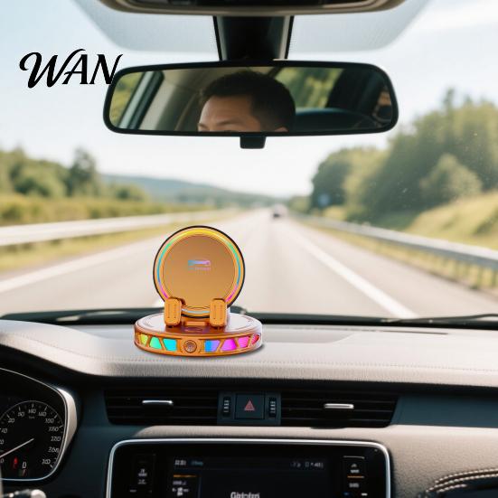 Car Phone Holder with Light Wireless Charging Mount RGB Ambient 15W Fast Stand Magnetic Charger Vacuum Suction Cellphone Accessories