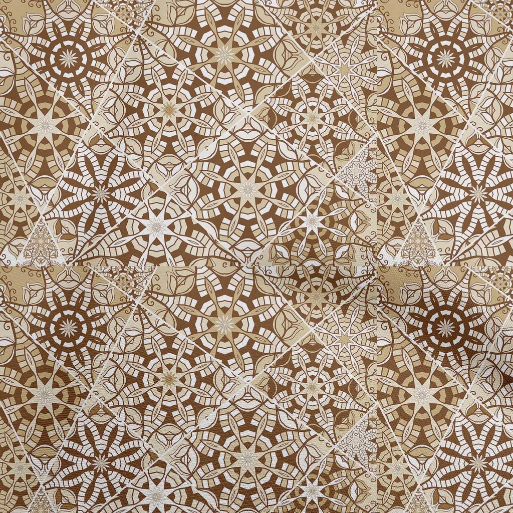 oneOone Cotton Flex Stoff, dunkelolivgrün, marokkanisches Mosaik, Blumenmuster, Bastelprojekte, Dekorationsstoff, bedruckt, Meterware, 101,6 cm