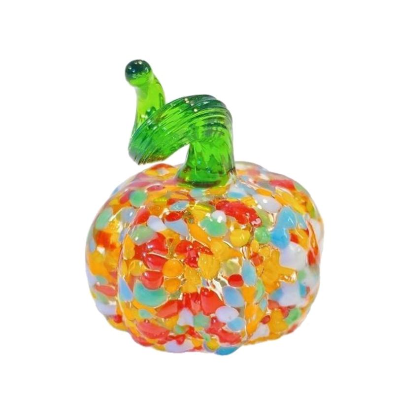 Handcrafted Glass Pumpkin Ornament Miniature Home Decoration Festival Halloween Table Top Accent Gift for Women