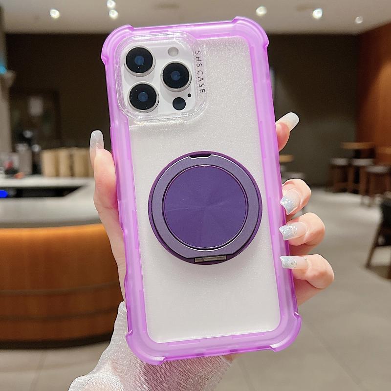 For Magsafe Magnetic 360°Rotat Metal Car Bracket 3-in-1 Four Corner Anti Drop Phone Case For iPhone 16 Pro Max 14 13 15 Pro Max