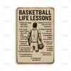 Vintage Golf Art Poster Tin Sign Retro Basketball Life Lessons Metal Signs for Gym Club Man Cave Wall Decor Plaques